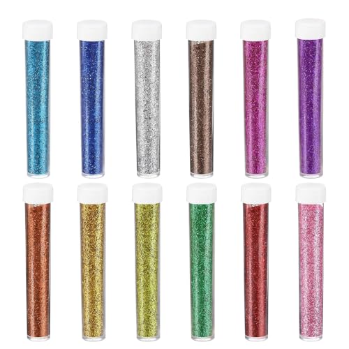 Altaroo Glitzer 12 Farben, Glitzerpulver zum Basteln 7g, Glitzer Basteln, Glitzer Pulver zum Basteln für Nagelkunst, Körper, Harz, Gesicht, Nagel, Körper, Slime, Nägel und Geburtstagsfeier -je 7g von Altaroo