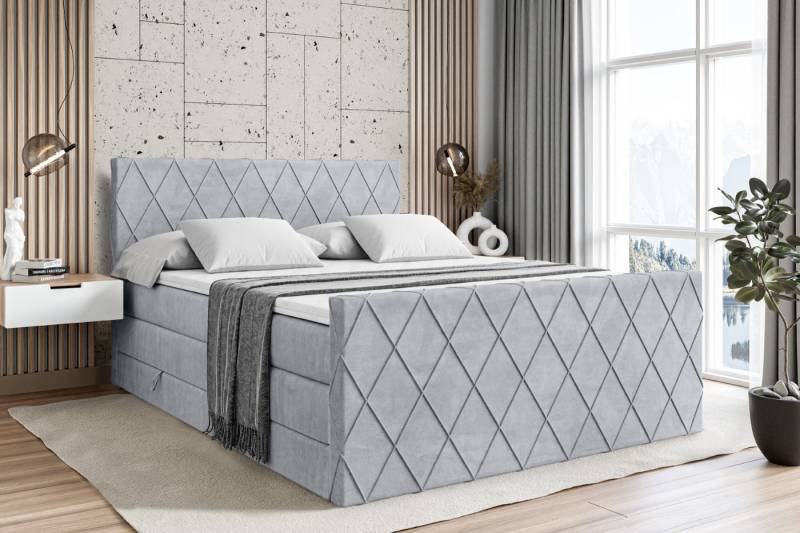 ALTDECOR Boxspringbett LEPARO-Z KING (mit Matratze und Lattenrost Topper Polsterbett mit Bettkasten Boxbett), H4 Multipocket, H3 Bonellfederung, Doppelbett Springboxbett von Altdecor