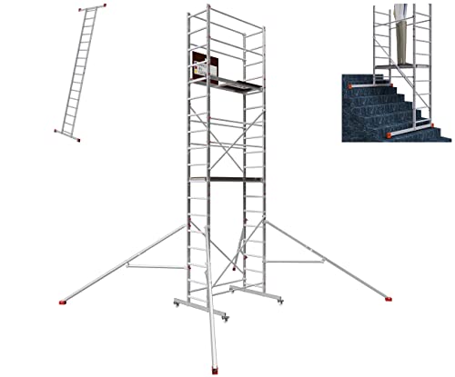 ALTEC AluCombine® 4.0-600 | 6m | Alu Fahrgerüst mit 4 bremsb. Lenkrollen & Ausleger | Baugerüst Rollgerüst Montagegerüst Anlegeleiter | Treppengerüst von Altec