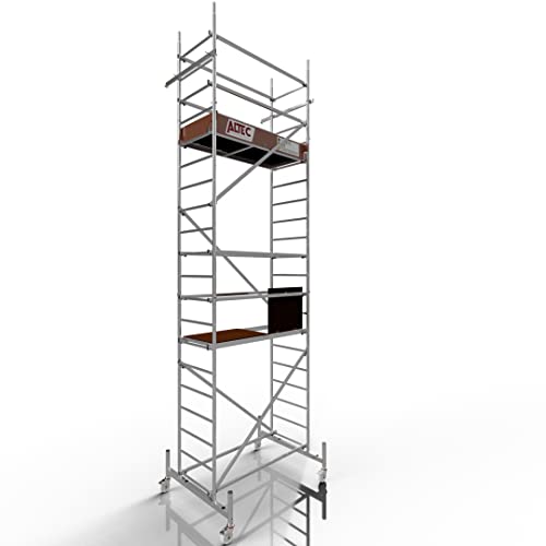 ALTEC Rollfix® 1.0 600 | 6m Arbeitshöhe | 4 bremsb. Lenkrollen Ø125mm | Traverse für Ballastaufnahmen | Made in Germany | TÜV | 200kg/m² | DIN EN 1004-1 | Alu Rollgerüst Baugerüst Fahrgerüst von Altec
