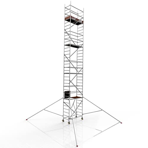 ALTEC Rollfix® 2.0 1000 | 10m Arbeitshöhe | bremsb. Lenkrollen (Ø150mm) | Dreieckausleger | Made in Germany | TÜV | belastbar 200kg/m² | Norm - DIN EN 1004-1 | Modulares Arbeitsgerüst | Alu-Gerüst von Altec