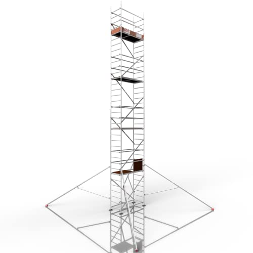 ALTEC Rollfix® 2.0 1000 | 10m Arbeitshöhe | hvst. Fußplatten | Dreieckausleger | Made in Germany | TÜV | belastbar 200kg/m² | Norm - DIN EN 1004-1 | Modulares Arbeitsgerüst | Alu-Gerüst von Altec