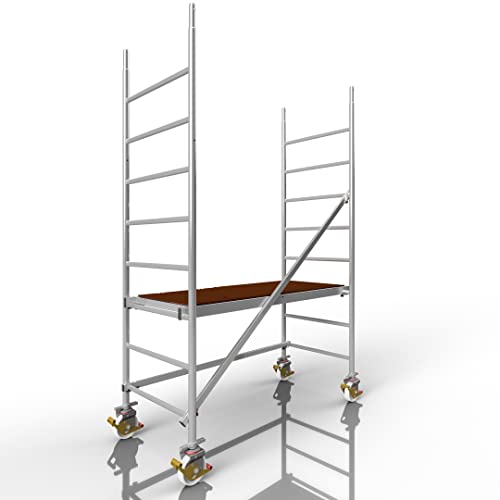 ALTEC Rollfix® 2.0 300 | 3m Arbeitshöhe | bremsb. Lenkrollen (Ø150mm) | Made in Germany | TÜV | belastbar 200kg/m² | Norm - DIN EN 1004-1 | Modulares Alu Arbeitsgerüst | Baugerüst | Fahrgerüst von Altec
