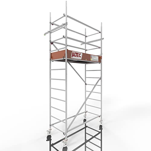 ALTEC Rollfix® 2.0 400 | 4m Arbeitshöhe | 4 bremsb. Lenkrollen (Ø125mm) | Made in Germany | TÜV | Last 200kg/m² | DIN EN 1004-1 | Alu Rollgerüst Baugerüst Fahrgerüst Treppengerüst von Altec