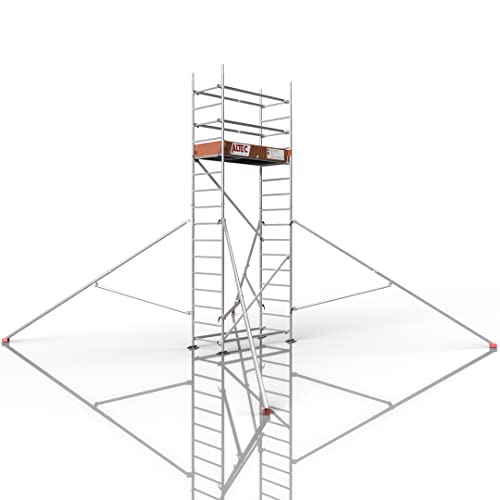 ALTEC Rollfix® 2.0 500 | 5m Arbeitshöhe | hvst. Fußplatten | Dreieckausleger | Made in Germany | TÜV | belastbar 200kg/m² | Norm - DIN EN 1004-1 | Modulares Alu Arbeitsgerüst | Baugerüst von Altec