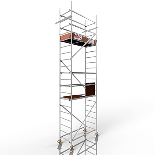 ALTEC Rollfix® 2.0 600 | 6m Arbeitshöhe | bremsb. Lenkrollen (Ø150mm) | Wandanker | Made in Germany | TÜV | belastbar 200kg/m² | Norm - DIN EN 1004-1 | Modulares Arbeitsgerüst | Alu-Gerüst von Altec