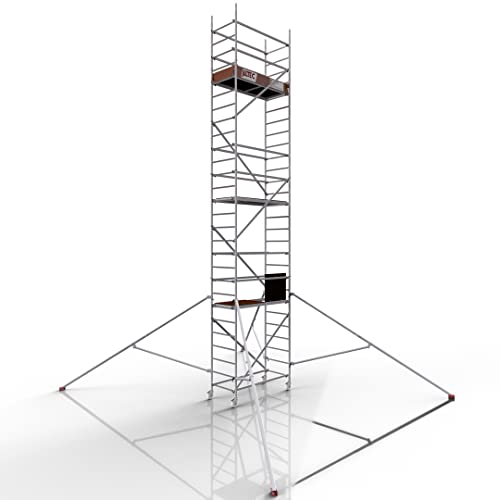 ALTEC Rollfix® 2.0 800 | 8m Arbeitshöhe | bremsb. Lenkrollen (Ø125mm) | Dreieckausleger | Made in Germany | TÜV | belastbar 200kg/m² | Norm - DIN EN 1004-1 | Modulares Arbeitsgerüst | Alu-Gerüst von Altec