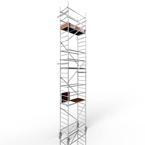 ALTEC Rollfix® 2.0 800 | 8m Arbeitshöhe | bremsb. Lenkrollen (Ø150mm) | Wandanker | Made in Germany | TÜV | belastbar 200kg/m² | Norm - DIN EN 1004-1 | Modulares Arbeitsgerüst | Alu-Gerüst von Altec