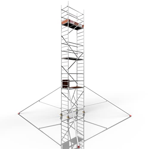 ALTEC Rollfix® 2.0 800 | 8m Arbeitshöhe | bremsb. Lenkrollen (Ø150mm) | Dreieckausleger | Made in Germany | TÜV | belastbar 200kg/m² | Norm - DIN EN 1004-1 | Modulares Arbeitsgerüst | Alu-Gerüst von Altec