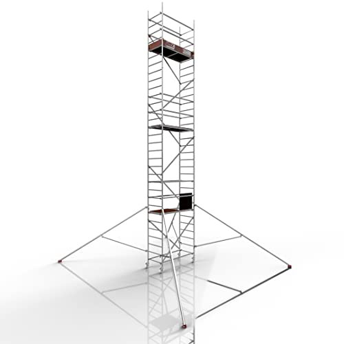 ALTEC Rollfix® 2.0 900 | 9m Arbeitshöhe | bremsb. Lenkrollen (Ø125mm) | Dreieckausleger | Made in Germany | TÜV | belastbar 200kg/m² | Norm - DIN EN 1004-1 | Modulares Arbeitsgerüst | Alu-Gerüst von Altec