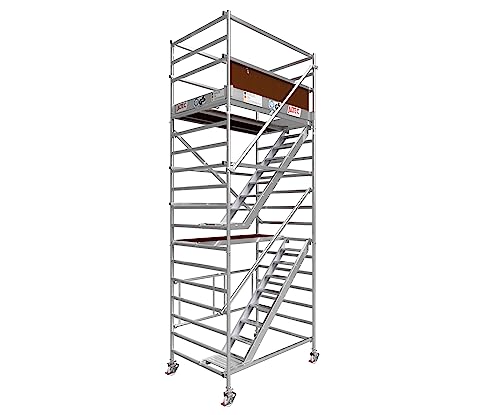 Profigerüst: ALTEC AluKlik® 2.0 600 Treppengerüst, Arbeitshöhe 6m | TÜV | Made in Germany | inkl. 25cm höhenverst. Ø150mm Rollen, Alu Gerüst Rollgerüst Fahrgerüst Baugerüst Faltgerüst von Altec