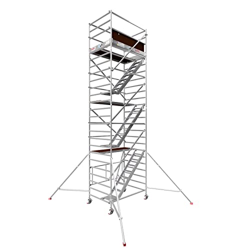 Profigerüst: ALTEC AluKlik® 2.0 800 Treppengerüst, Arbeitshöhe 8m | TÜV | Made in Germany | inkl. 25cm höhenverst. Ø150mm Rollen, Alu Gerüst Rollgerüst Fahrgerüst Baugerüst Faltgerüst von Altec