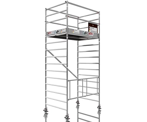 Profigerüst: ALTEC AluKlik® 2.0 500 XXL, Arbeitshöhe 5m, 135cm Breite, TÜV, Made in Germany, 25cm höhenv. Ø150mm Rollen, Alu Gerüst Rollgerüst Fahrgerüst Baugerüst Faltgerüst Arbeitsplattform von Altec