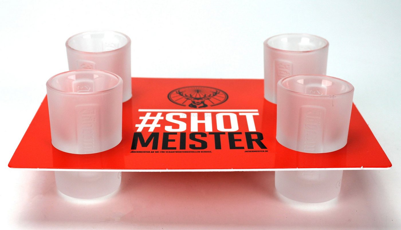 Alter Gläser-Set Jägermeister Shotglas Set Weiß - 4x Shotgläser + Halter Alter Gläser-Set Jägermeister Shotglas Set Weiß - 4x Shotgläser + Halter von Alter