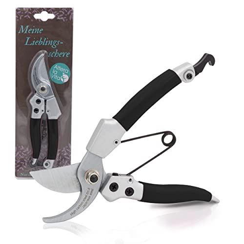 Altera la Vita Professionelle Floristenschere Gartenschere Baumschere Rosenschere | klein und ergonomisch für Rechts- und Linkshänder | Bypass-Schere scharfe SK5-Stahl Klingen | 18 cm pink (Schwarz) von Altera la Vita