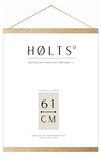 Magnetische Posterschienen aus Holz - Satz mit 4 Stangen inkl. Schnur, in PE-Folie eingeschweißt (Eiche, 61 cm) von Altera