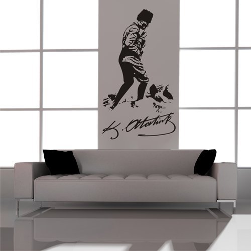 Wandtattoo Atatürk Unterschrift Imza Mustafa Kemal Türkiye Türkei (Schwarz, S / 60 x 34) von Alternatif