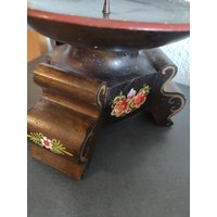 Vintage Holz Kerzenständer Bauernmalerei Handarbeit von AltesundRares