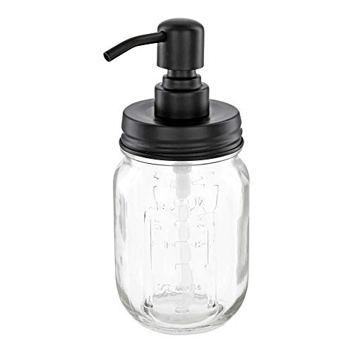 ALTGLAS Vintage Seifenspender aus Retro Mason Jar Einmach Glas im Landhaus Stil - 473 ml Nachfüllbar - mit 304 Edelstahl Pumpkopf Deckel (Schwarz) von Altglas