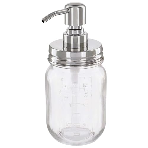 ALTGLAS Vintage Seifenspender aus Retro Mason Jar Einmach Glas im Landhaus Stil - 473 ml Nachfüllbar - mit 304 Edelstahl Pumpkopf Deckel (Silber Chrom) von Altglas