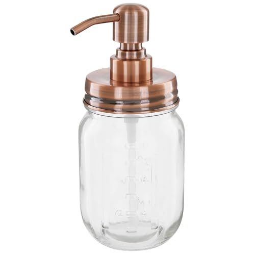 ALTGLAS Vintage Seifenspender aus Retro Mason Jar Einmach Glas im Landhaus Stil - 473 ml Nachfüllbar - mit 304 Edelstahl Pumpkopf Deckel (Vintage Kupfer) von Altglas