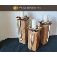 Windlichtsäulen I 3Er Set Windlicht Kerzenständer Altholz | Balken Mit Windlichtglas & Kranz Kerzenhalter Upcycling Dekoration Windlichtsäulen I 3Er Set Windlicht Kerzenständer Altholz | Balken Mit Windlichtglas & Kranz Kerzenhalter Upcycling Dekoration von AltholzDekoShop
