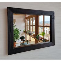 Loftspiegel Altholz Spiegel S2077 Badspiegel Holzspiegel 36 X 46 Altholzspiegel Geflammt Upcycling Nachhaltig Schminkspiegel von Altholzspiegel