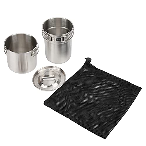 Althwuyu 2PCS Edelstahl -Kochbecher mit Klappgriff, Camping -Tasse im Freien und Kochtopf für Kaffee, kochendes Wasser und Reisekochgeschirr kochen von Althwuyu