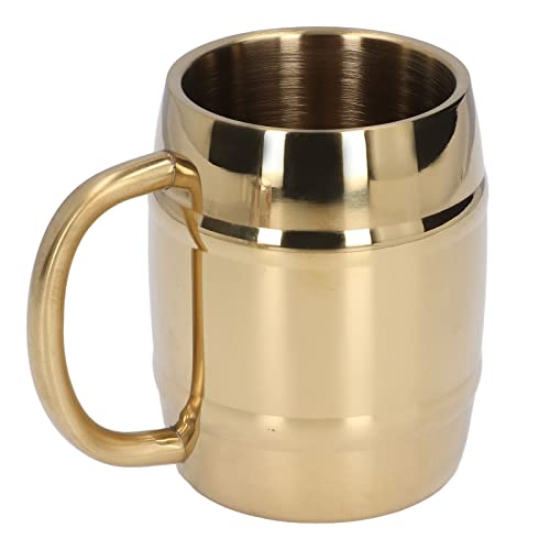 Althwuyu Edelstahl Kaffeetasse Gold 420 ml doppelte Schicht Isolierte Metallbecher mit Griff für Home Office von Althwuyu