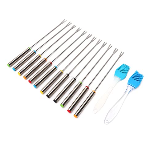 Althwuyu Fondue Gabeln Set, 12PCS 9,4 in Edelstahl Fondue Sticks mit farbigen Griffen für Schokolade, Käse, Früchte, Marshmallows, BBQ Althwuyu Fondue Gabeln Set, 12PCS 9,4 in Edelstahl Fondue Sticks mit farbigen Griffen für Schokolade, Käse, Früchte, Marshmallows, BBQ von Althwuyu