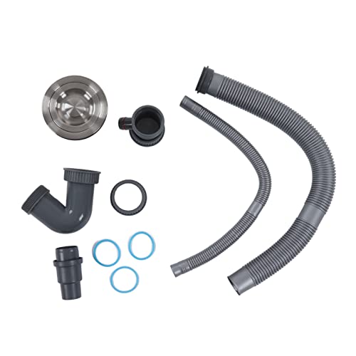 Althwuyu Küchenspüle Drain Rohr Kit, Einzelbeckensieb mit PVC Schlauch und Sanitärarmaturen, Schnellanschluss Design für Haushaltsküche von Althwuyu