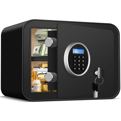 AltiKeep Elektronischer Tresor (Schwarz) – 30L Digitaler Safe mit LCD, Feuerfestem Beutel & Wandmontage | 28x35x25cm von AltiKeep