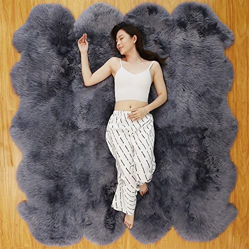 Altlue Lammfell Teppich Groß Echt Fellteppich Flauschiger Fell Teppiche Lammfell Echt Groß Für Wohnzimmer Schlafzimmer (Size : 8p(185 * 200cm)) von Altlue