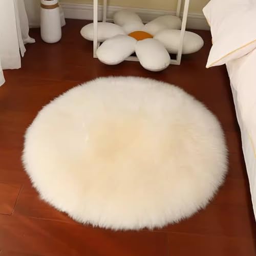Lammfell Teppich Rund Wolle Schaffell Echt Groß Runder Teppich Lammfell Schaffell Fellteppich Wollteppich Rund Flauschiger Fell Teppiche Runde Teppich Lammfell Echt Groß Für Wohnzimmer Schlafzimmer(80 von Altlue