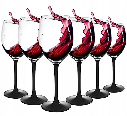 Altom Design Weingläser Rotweingläser Weinglas mit schwarzem Stiel Royal Leerdam Onyx 330 ml 6 Stück von Altom Design