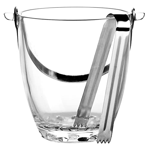 Eiseimer Eisbehälter Eiskübel aus Glas transparent mit Zange (880 ml) von Altom Design