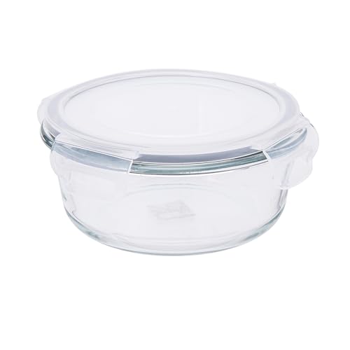 Altom Lunchbox aus Glas mit Clip-Deckel, Glasbehälter Fresh (Rund - 0,6 L) von Altom