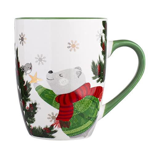 Weihnachtsbecher Weihnachtstasse Porzellan Tasse für Kinder Christmas Bear 300ml (Grün) von Altom