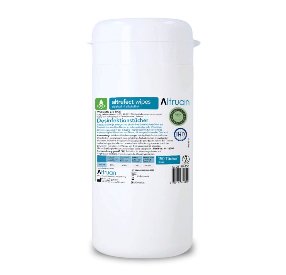Altruan Feuchttücherbox Altrufect® Wipes, mit Dose 150 Tücher, Packung von Altruan
