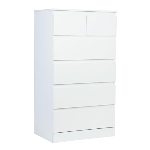 Altsuceser Weiße Holzkommode mit 6 Schubladen, 5 Ebenen, Aufbewahrungsturm für Schlafzimmer, moderner Holzschrank-Organizer für Wohnzimmer, Flur, Eingangsschränke, Weiß Altsuceser Weiße Holzkommode mit 6 Schubladen, 5 Ebenen, Aufbewahrungsturm für Schlafzimmer, moderner Holzschrank-Organizer für Wohnzimmer, Flur, Eingangsschränke, Weiß von Altsuceser