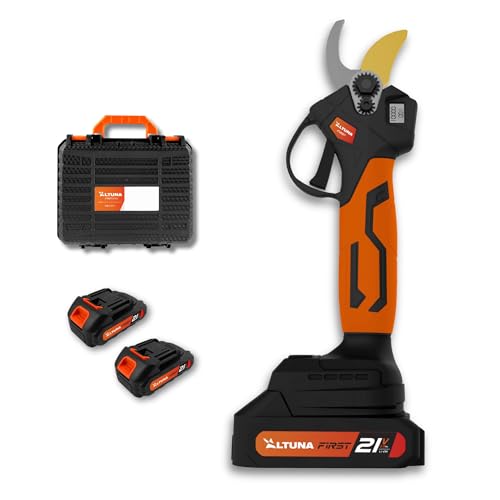 Altuna - Akku-Gartenschere Titan - Bürstenloser Motor - Schnitt 19/28mm - Mit Display - Inklusive 2 Akkus 21V - Bimaterial-Griff - Mit Koffer und Zubehör - AF28 von Altuna