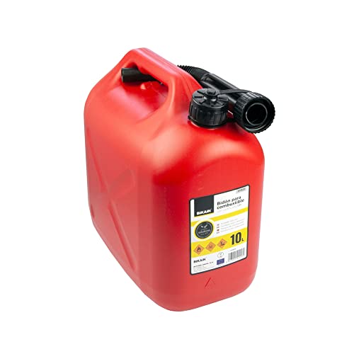 Benzinkanister - Modell B10ECO- Hergestellt aus Polyethylen - Für 10 Liter Inhalt - Beständig gegen Kraftsoffzusätze - Mit Auslaufrohr - UN-Zertifiziert - Bikain von Bikain