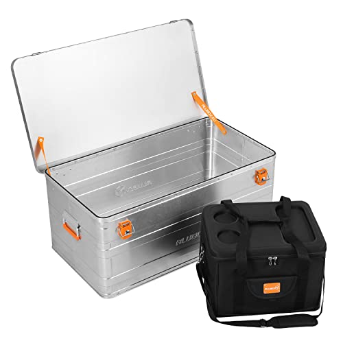 ALUBOX B140 Alukiste 140 Liter Aluminium Transportbox PROMO inkl. alubox Picknick Kühltasche schwarz von ALUBOX