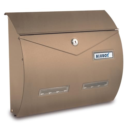 ALUBOX BUSTA Briefkasten im Zeitschriftenformat 31,5X37,5X10,2 cm Briefkasten mit Einbruchsicherung und Klappöffnung Wetterfester und Korrosionsbeständiger Außenbriefkasten (sand) von CASSETTE POSTALI ALUBOX