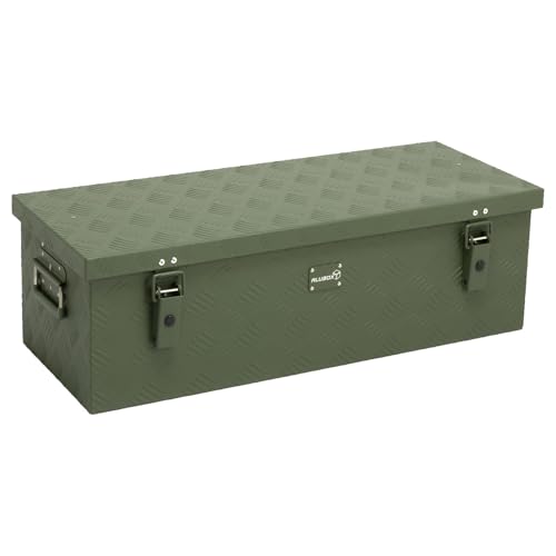 alubox Werkzeugkiste Riffelblech olive ABX-RL60G Aluminium 1,5mm Werkzeugkiste leicht und robust 60 Liter - oliv grün lackiert von Alubox