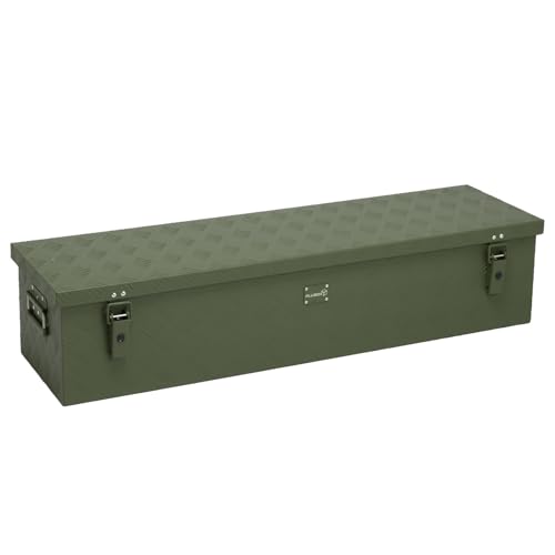 alubox Werkzeugkiste Riffelblech olive ABX-RL86G Aluminium 1,5mm Werkzeugkiste leicht und robust 86 Liter - oliv grün lackiert von Alubox