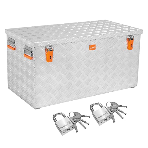 alubox Werkzeugtruhe ABX-R312 Aluminium Riffelblech Werkzeugkiste Transportkiste 312 Liter PROMO inkl. 2 Edelstahl Schlösser von alubox