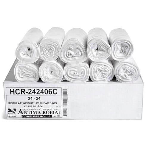 aluf Kunststoff hcr-242406 C Hohe Dichte Gal, PE, 24 x 24, 7-Star-Coreless Roll-Beutel, transparent (1000 Stück) von Aluf Plastics