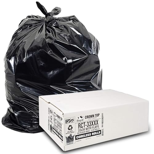 aluf Kunststoffe rct-33 X XX Star versiegelt kernlose Rollen mit E-Z Krawatte Klappe Schließung, 33 gal, Polyethylen, 83,8 x 99,1 cm schwarz (100 Stück) von Aluf Plastics