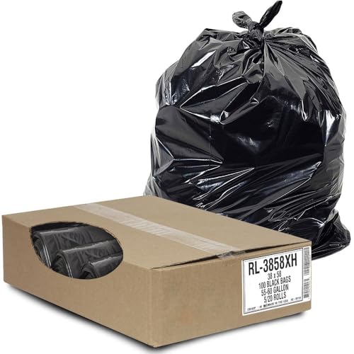 aluf Kunststoffe rl-3858 X H t-tough Rolle Pack niedrige Dichte Repro Blend Star Dichtung kernlose Rollen Tasche, 55–60 Liter Kapazität, 147,3 cm Länge x 96,5 cm Breite, XH Stärke, schwarz (100 Stück) von Aluf Plastics